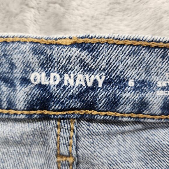 Old Navy Jeans Womens 6 Blue Distressed Ripped Extra High Rise Sky Hi Straight - Picture 7 of 15
